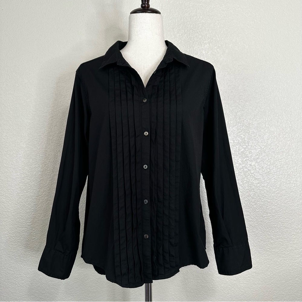 Sundance 100% Cotton Tessa Black Button Down Long Sleeves Women's Shirt, Size PM